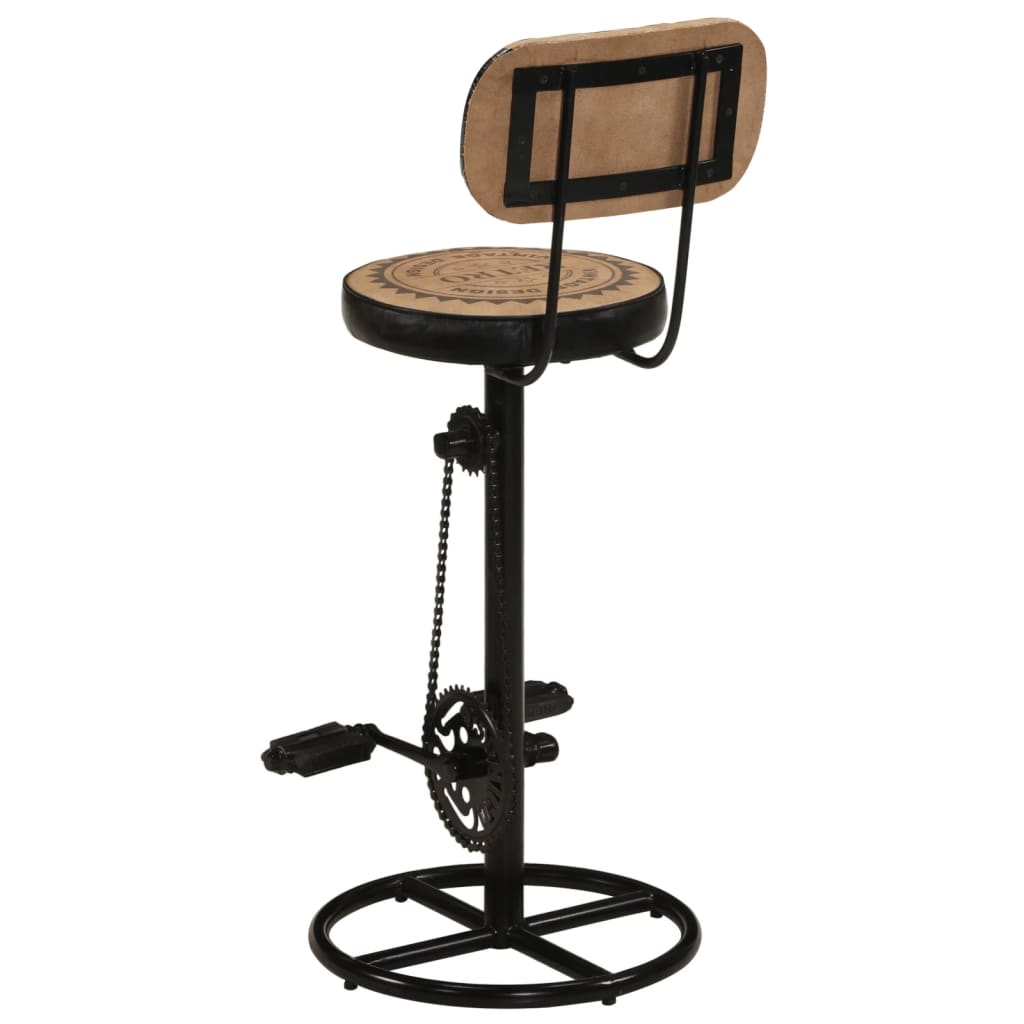 vidaXL Barski stolčki s potiskom 2 kosa rjavo in črno pravo usnje