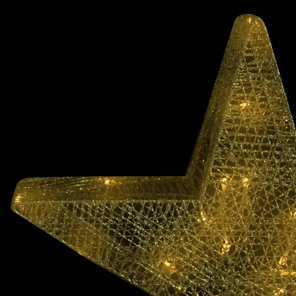 vidaXL Okrasne božične zvezde 3 kosi LED zlata mreža zunanje/notranje