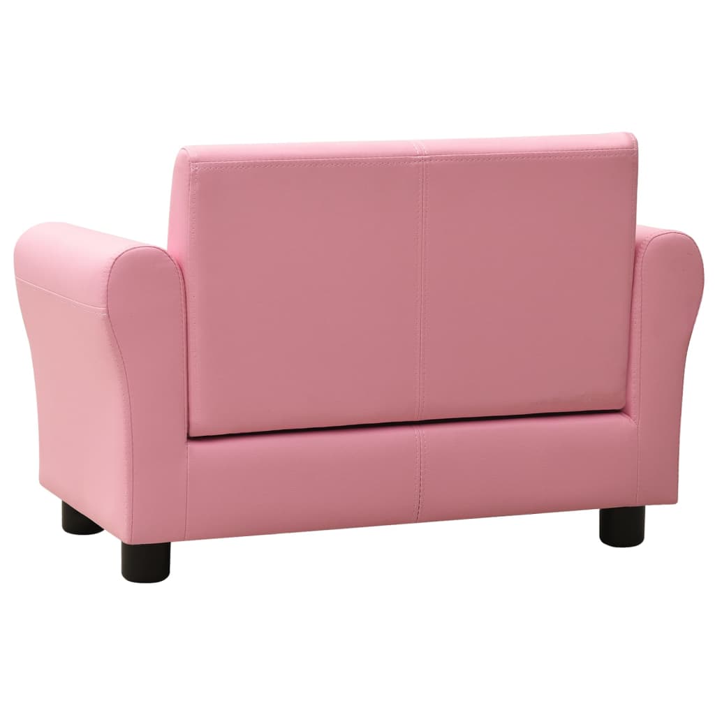 vidaXL Otroški kavč s stolčkom roza umetno usnje