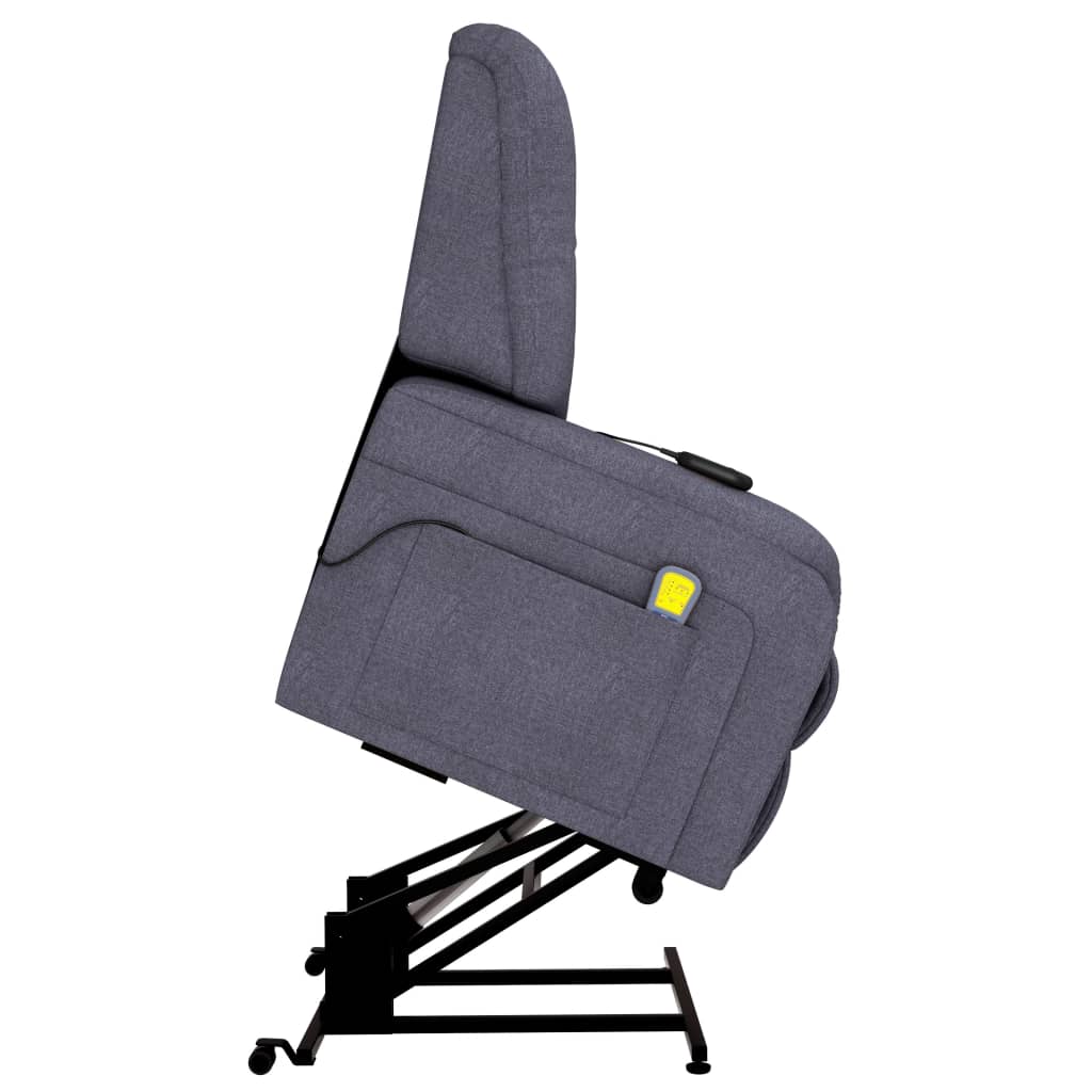 vidaXL Električni dvižni masažni TV fotelj temno sivo blago