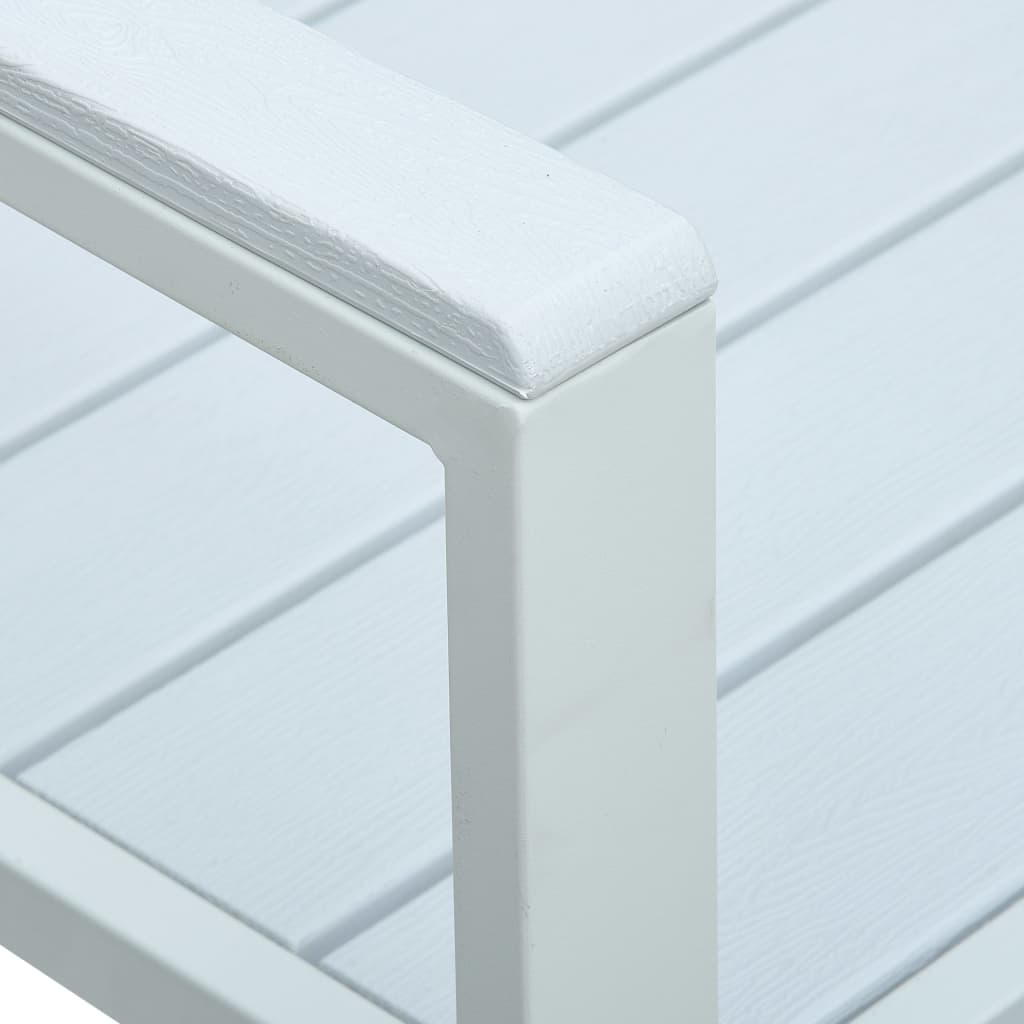 vidaXL Vrtna sedežna garnitura 4-delna HDPE bela izgled lesa