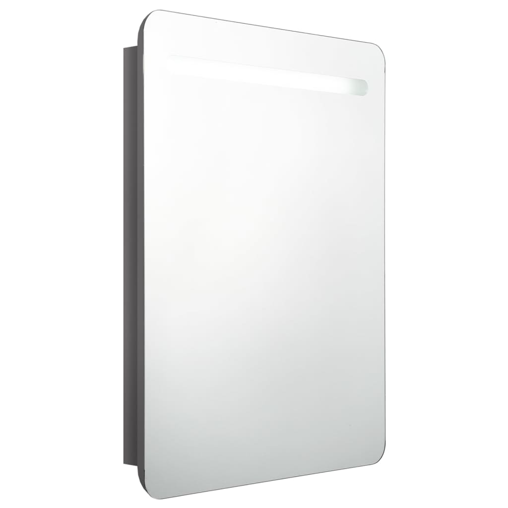 vidaXL LED kopalniška omarica z ogledalom sijoče siva 60x11x80 cm