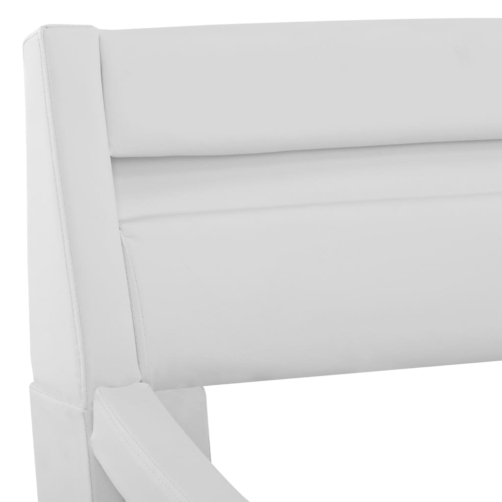 vidaXL Posteljni okvir LED belo umetno usnje 90x200 cm