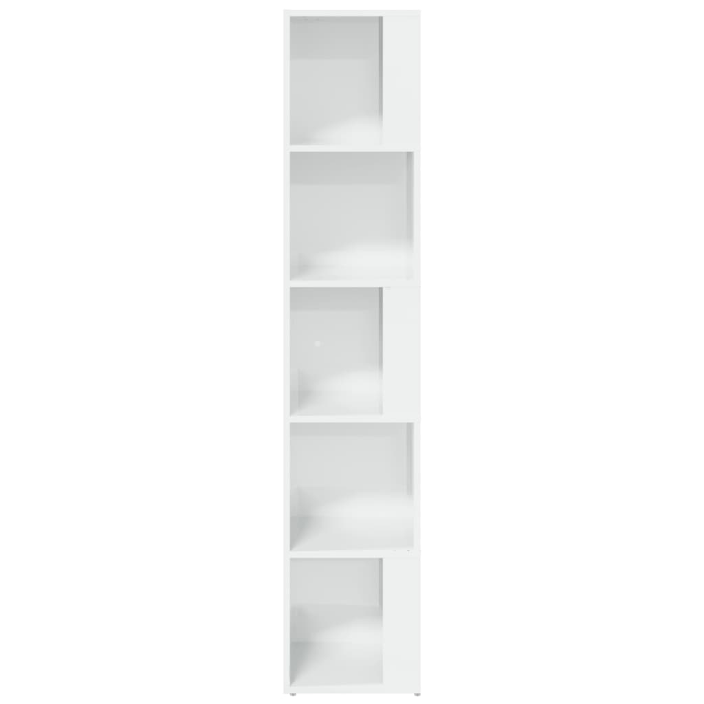 vidaXL Kotna omarica visok sijaj bela 33x33x164,5 cm iverna plošča