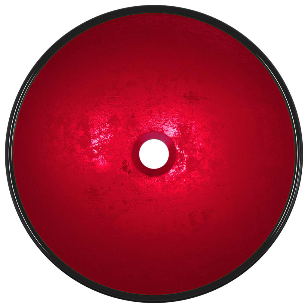 vidaXL Umivalnik kaljeno steklo 42x14 cm rdeč