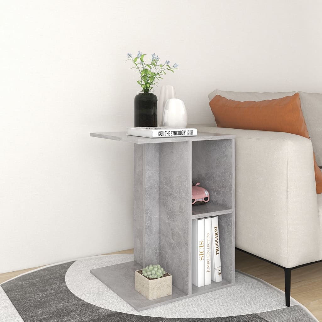 vidaXL Stranska mizica betonsko siva 60x40x45 cm iverna plošča
