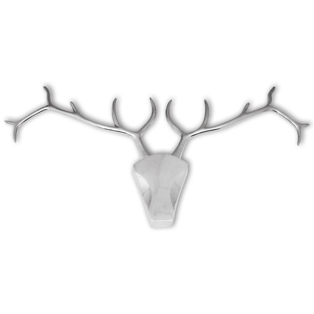 vidaXL Stenska dekorativna jelenja glava iz aluminija srebrna