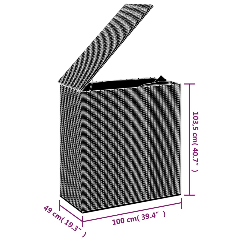 vidaXL Vrtna škatla za blazine PE ratan 100x49x103,5 cm rjava