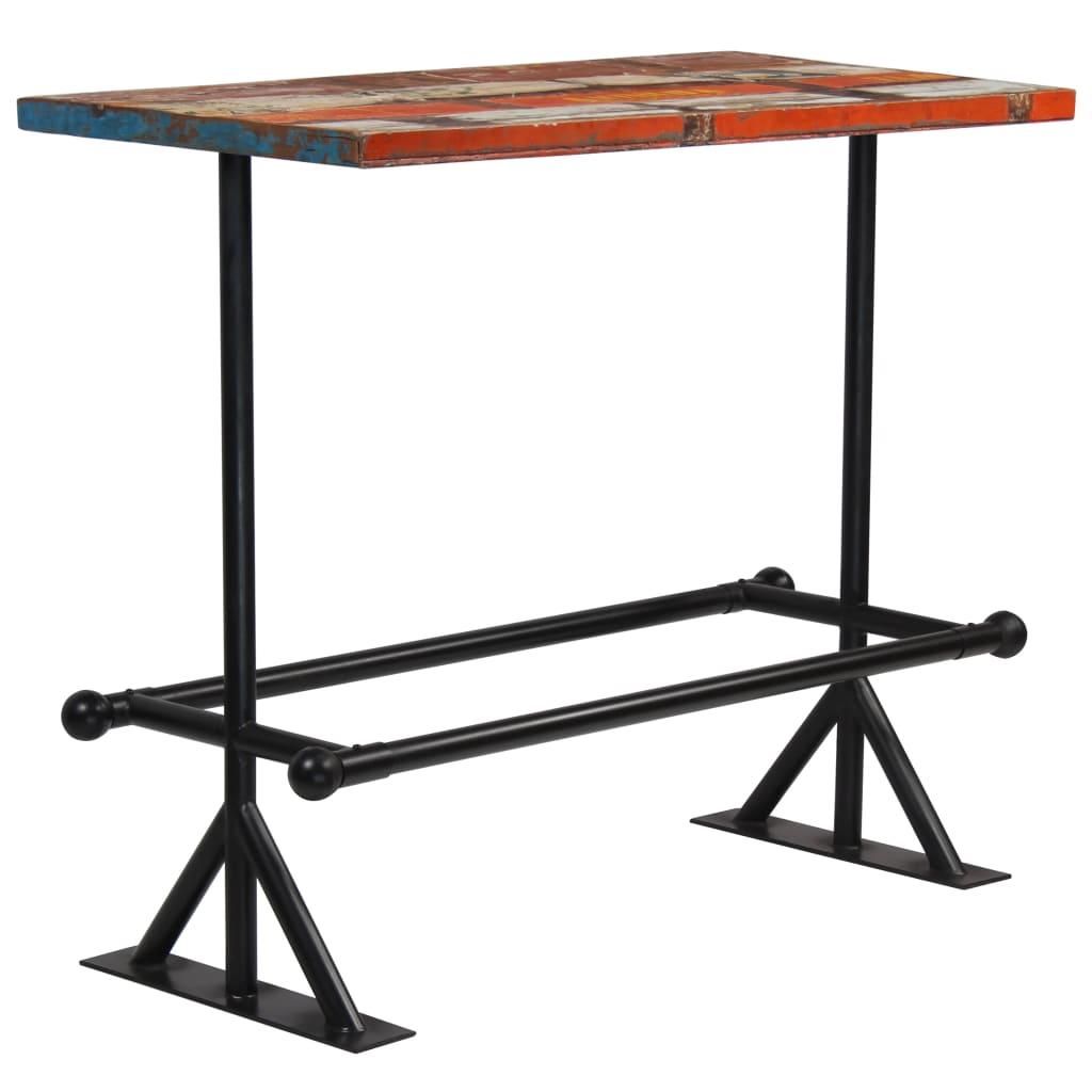 vidaXL Barska miza iz trdnega predelanega lesa 120x60x107 cm večbarvna