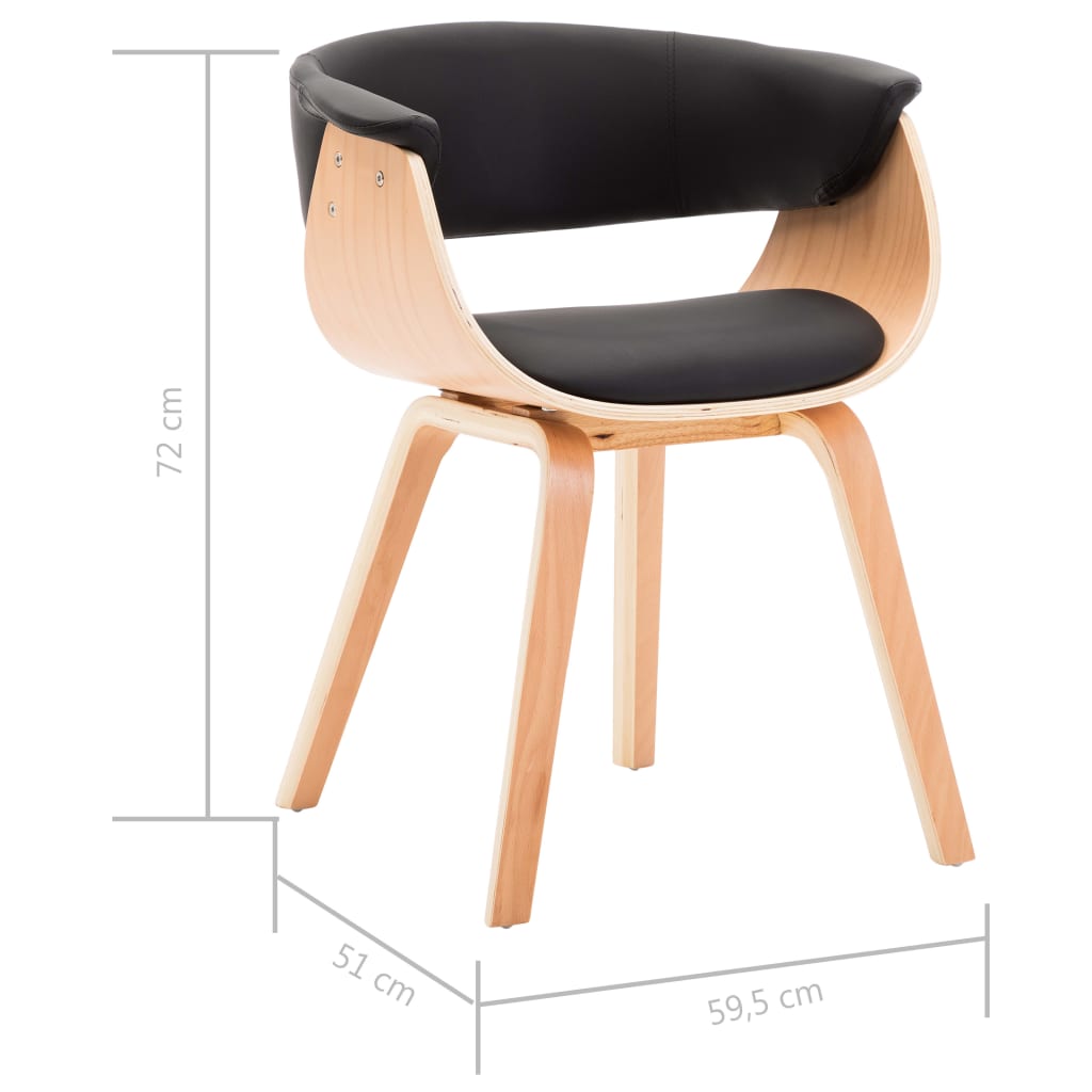 vidaXL Jedilni stol črn ukrivljen les in umetno usnje