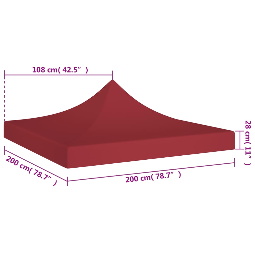 vidaXL Streha za vrtni šotor 2x2 m bordo 270 g/m²