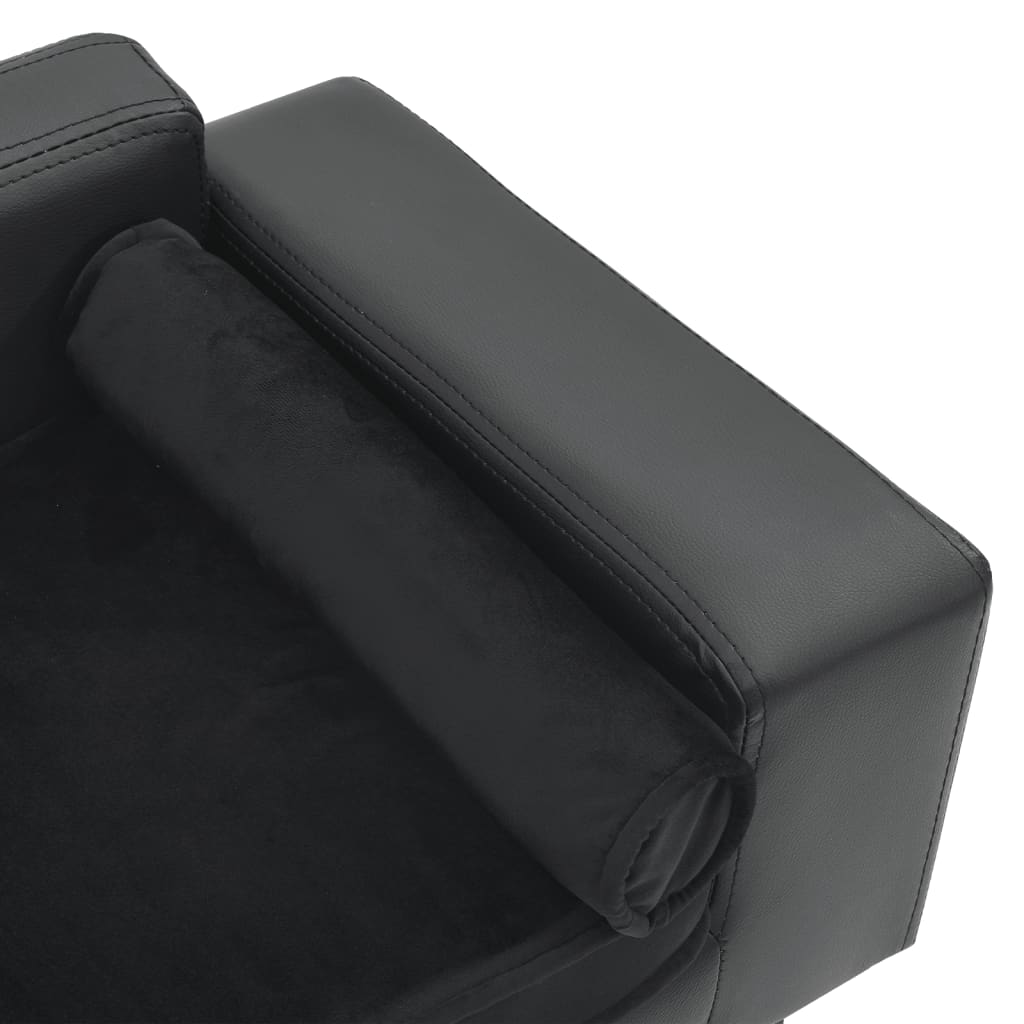vidaXL Pasji kavč temno siv 81x43x31 cm iz pliša in umetnega usnja