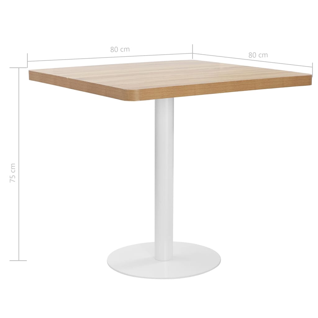 vidaXL Bistro miza svetlo rjava 80x80 cm mediapan