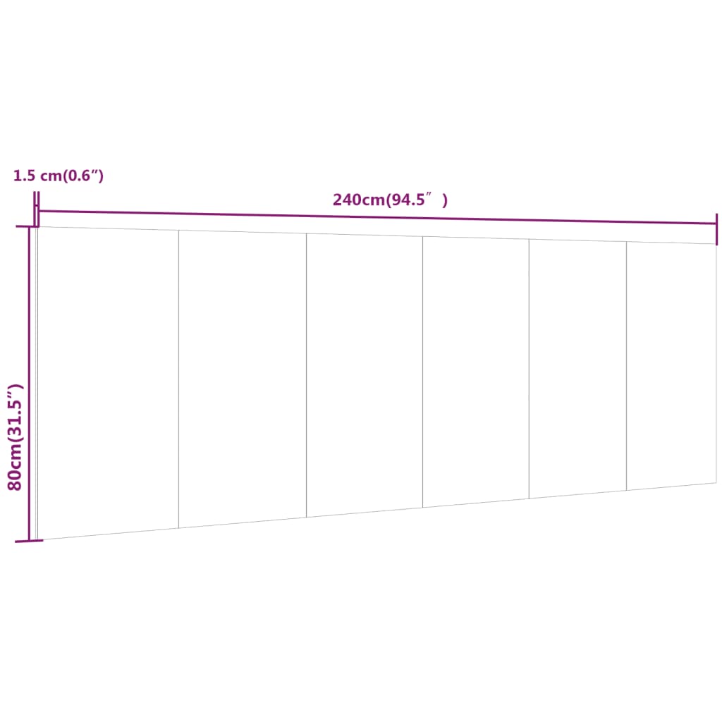 vidaXL Posteljno vzglavje sivo sonoma 240x1,5x80 cm konstruiran les
