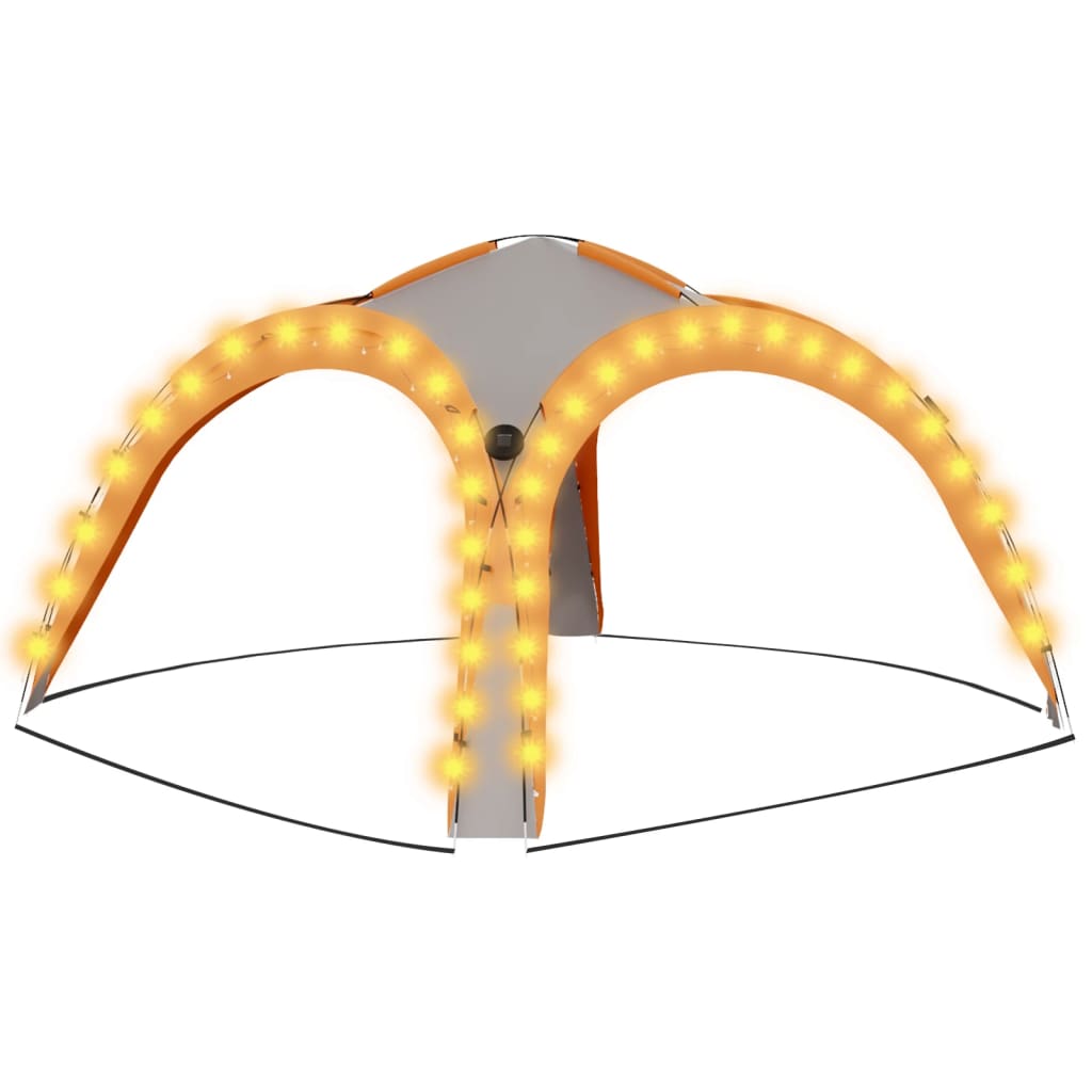 vidaXL Vrtni šotor LED s 4 stranicami 3,6x3,6x2,3 m siv in oranžen