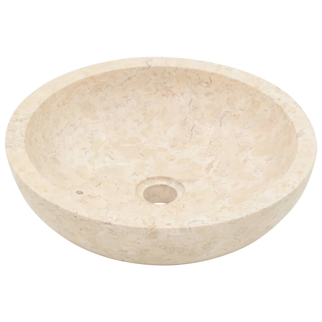 vidaXL Kopalniška omarica iz tikovine z umivalnikoma krem marmor