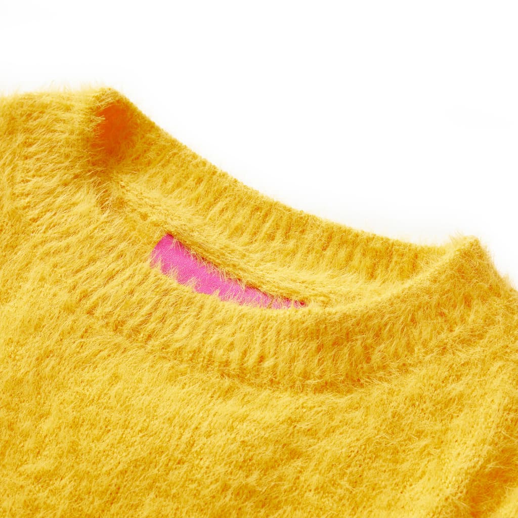 Otroški pulover pleten temno oker 92