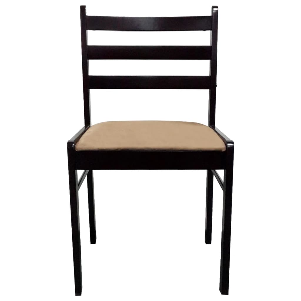 vidaXL Jedilni stoli 4 kosi rjavi iz trdnega kavčukovca in žameta
