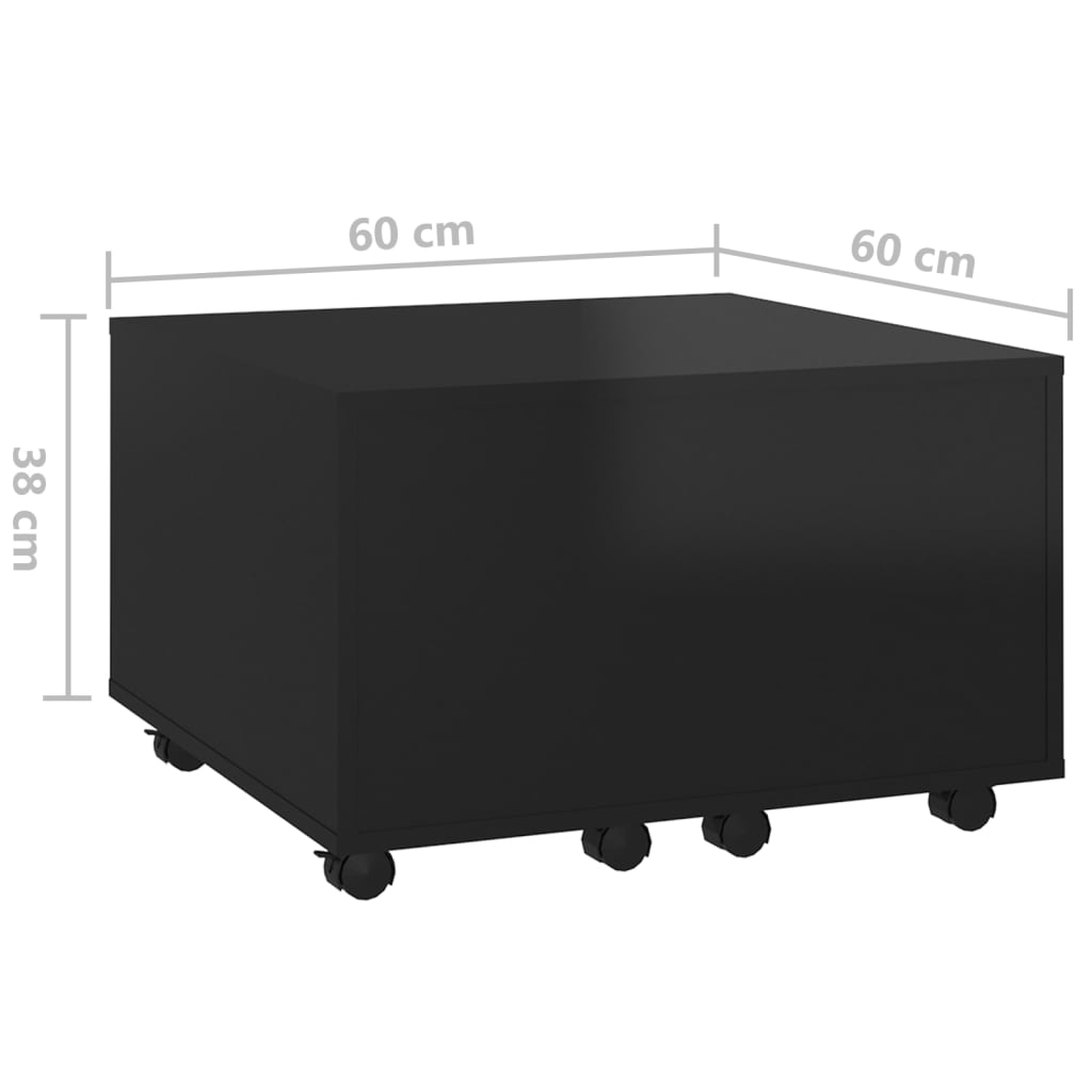 vidaXL Klubska mizica visok sijaj črna 60x60x38 cm iverna plošča