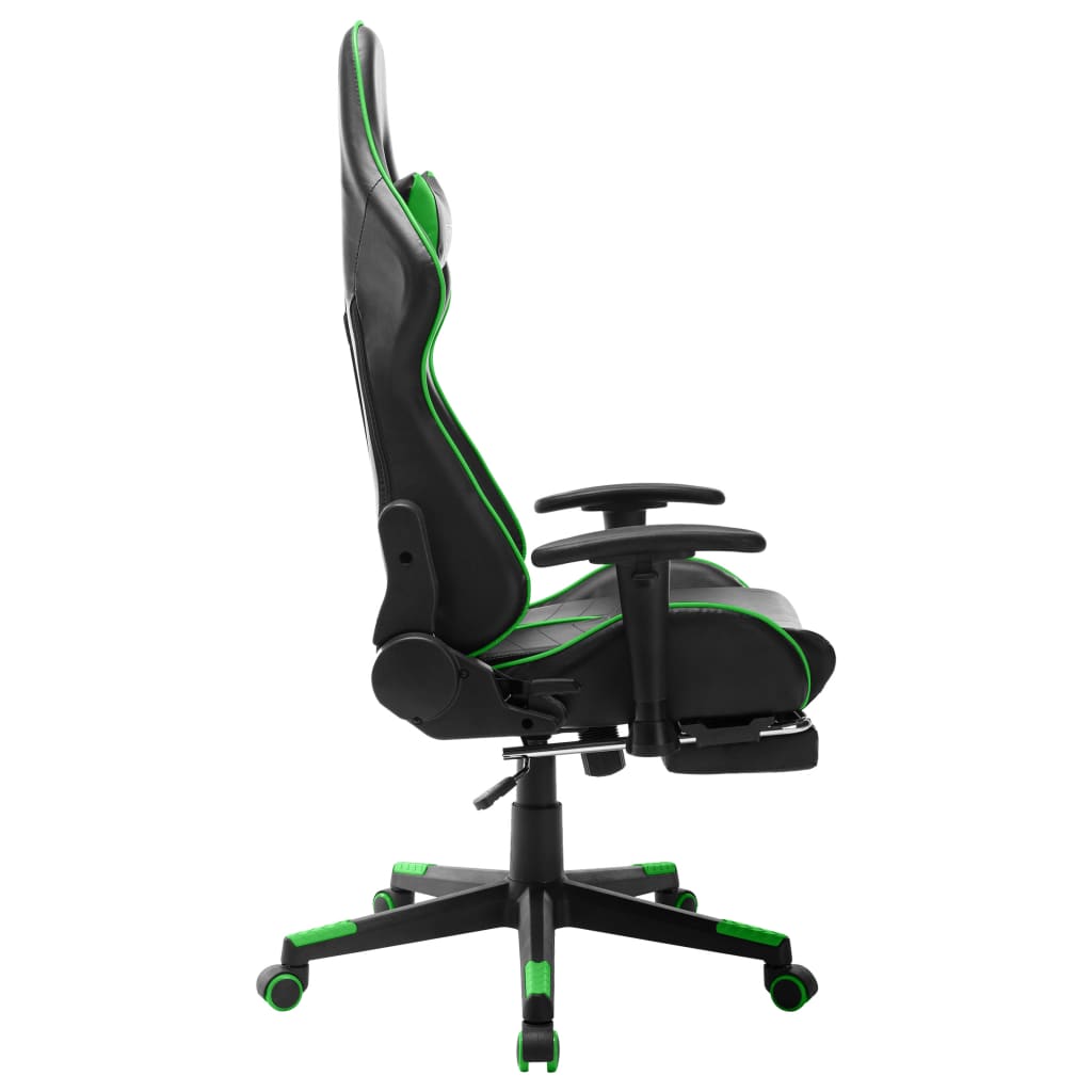 vidaXL Gaming stol z oporo za noge črno in zeleno umetno usnje