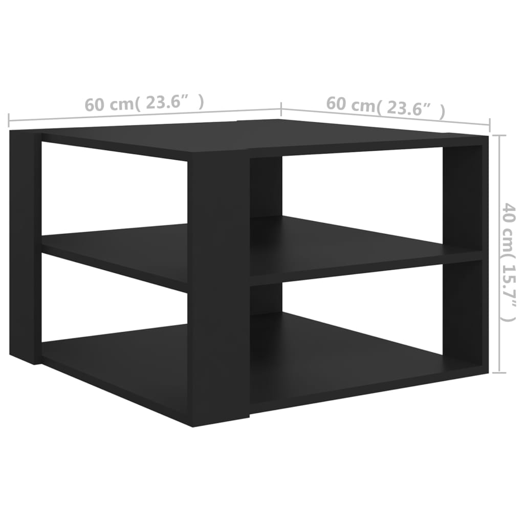 vidaXL Klubska mizica črna 60x60x40 cm iverna plošča