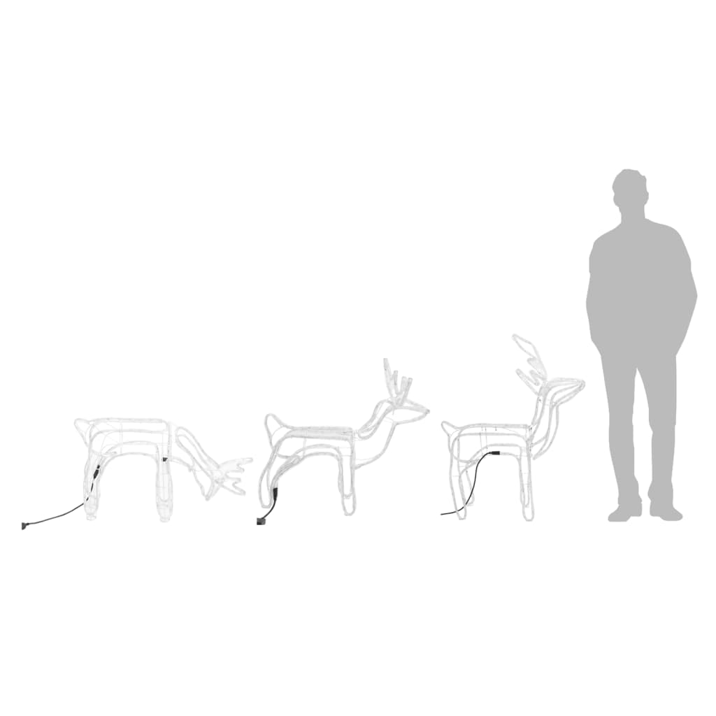 vidaXL Božični severni jeleni 3 kosi toplo beli
