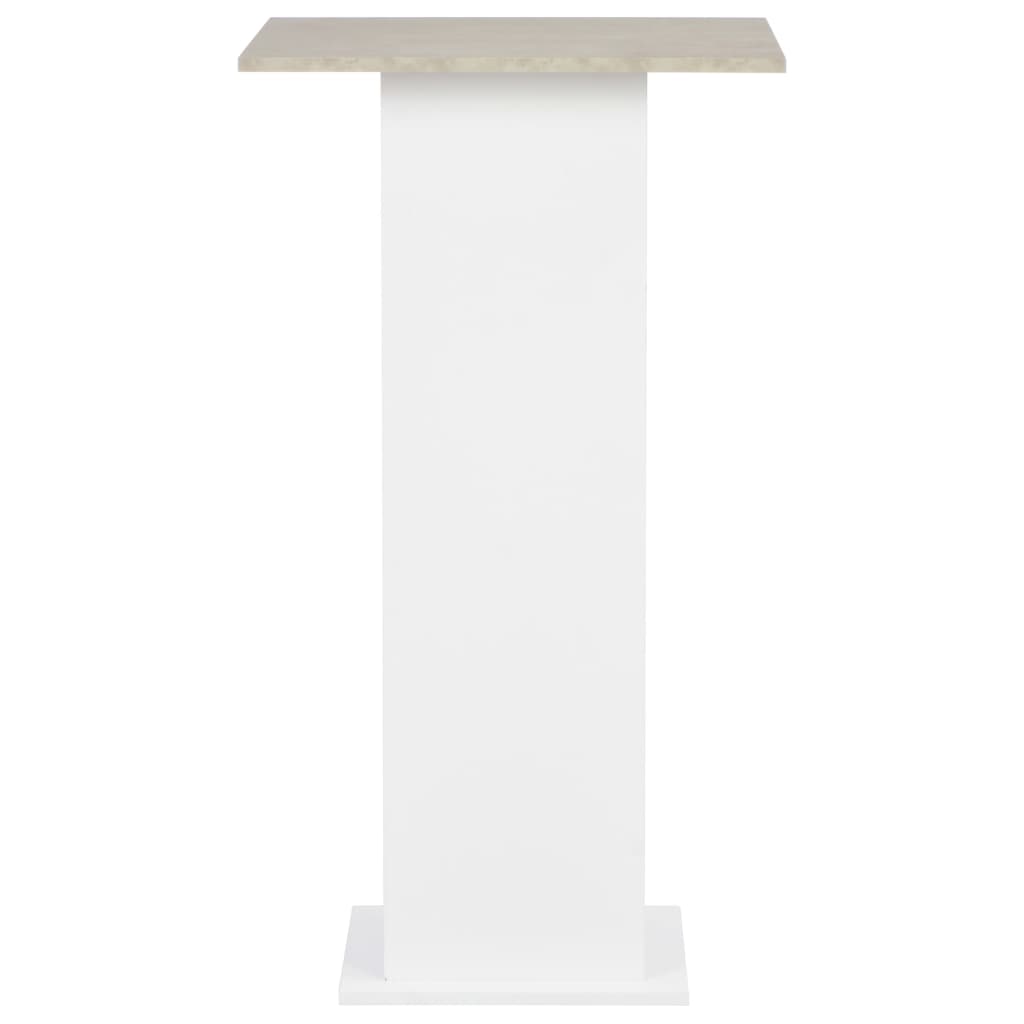 vidaXL Barska miza bela in betonska 60x60x110 cm
