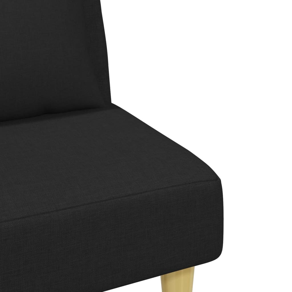 vidaXL Kavč dvosed z blazinami in stolčkom za noge črno blago