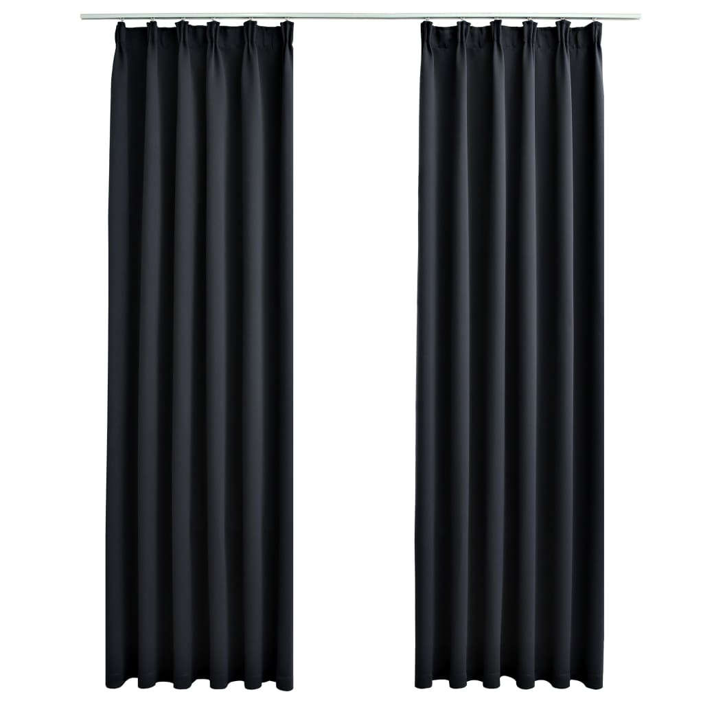 vidaXL Zatemnitvene zavese z obešali 2 kosa črne 140x245 cm