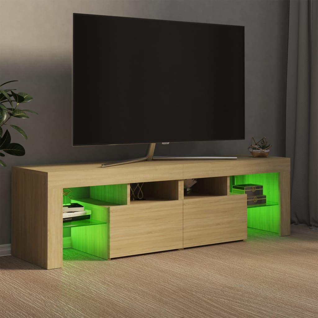 vidaXL TV omarica z LED lučkami sonoma hrast 140x36,5x40 cm