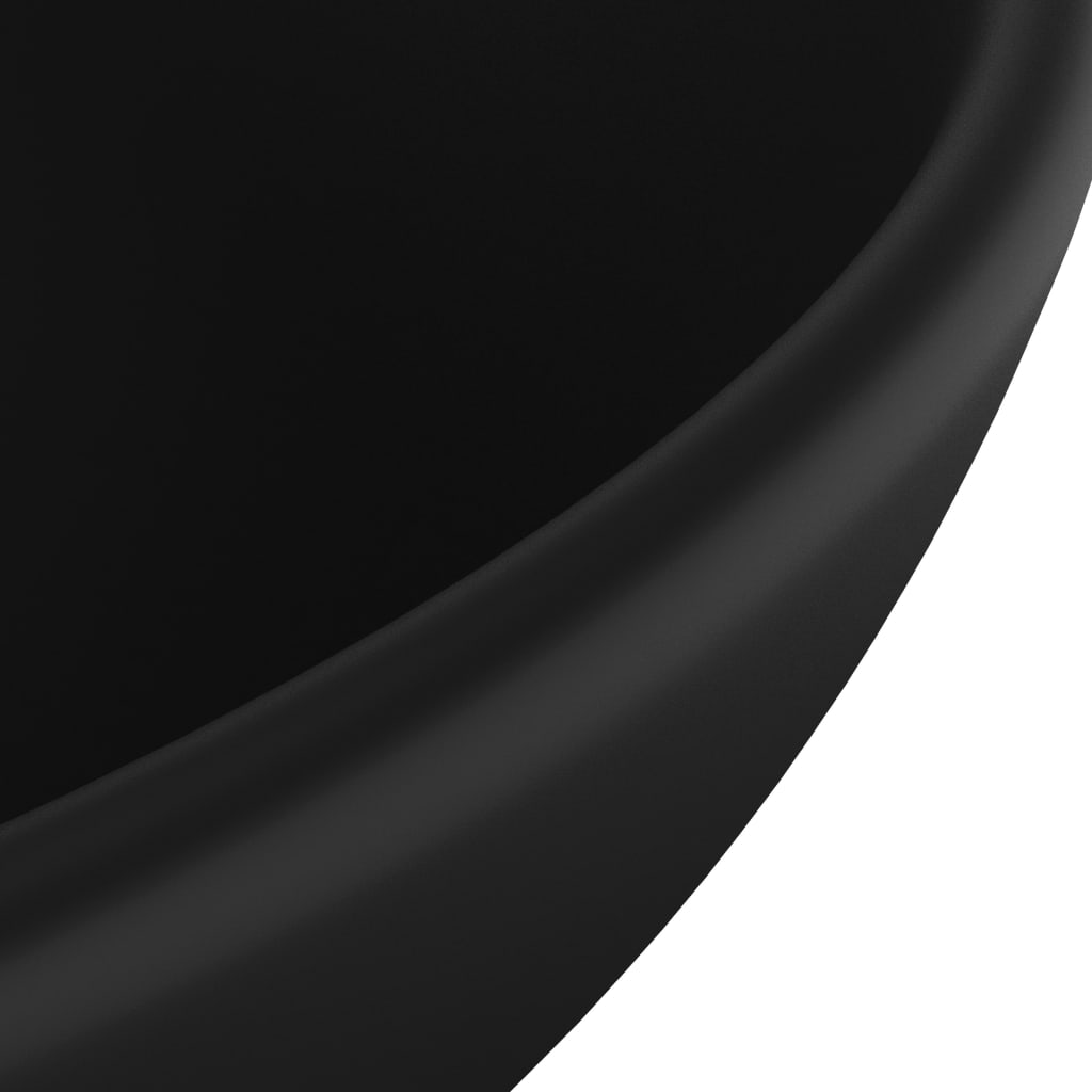 vidaXL Razkošen umivalnik okrogel mat črn 32,5x14 cm keramičen