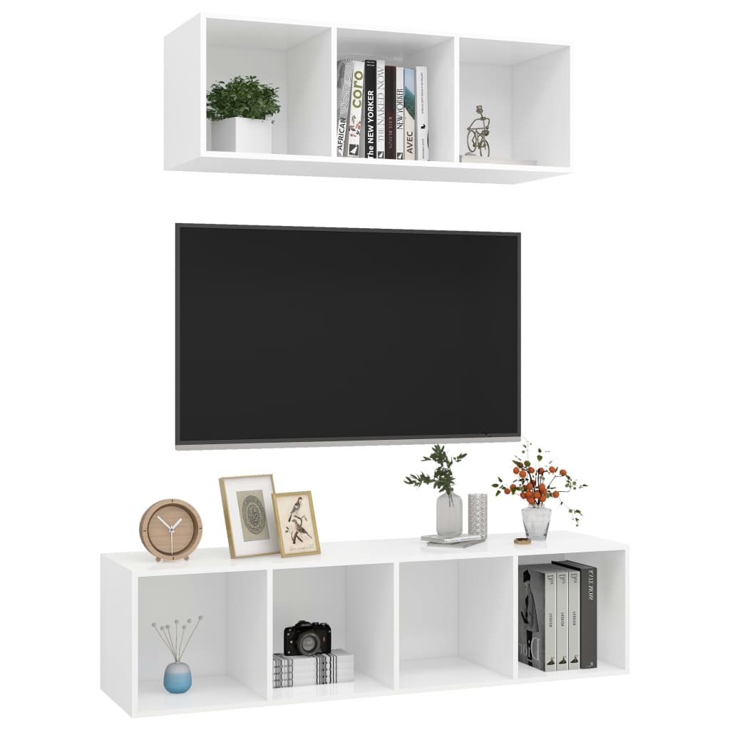 vidaXL Komplet TV omaric 2-delni bela iverna plošča