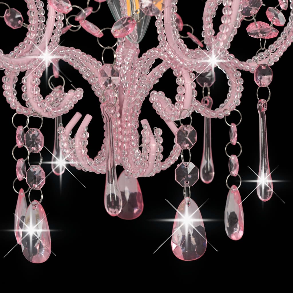 vidaXL Stropna svetilka s kroglicami roza okrogla E14