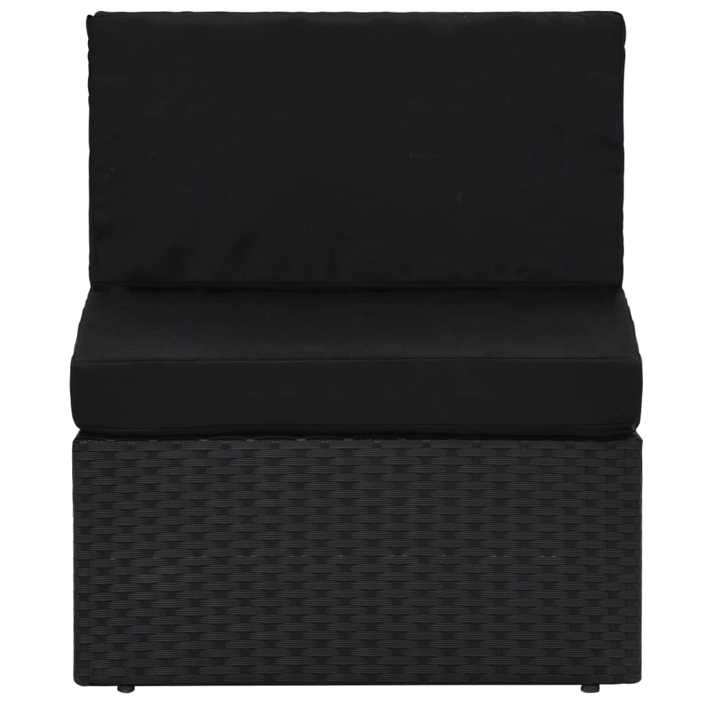 vidaXL Vrtna sedežna garnitura 8-delna z blazinami črn poli ratan