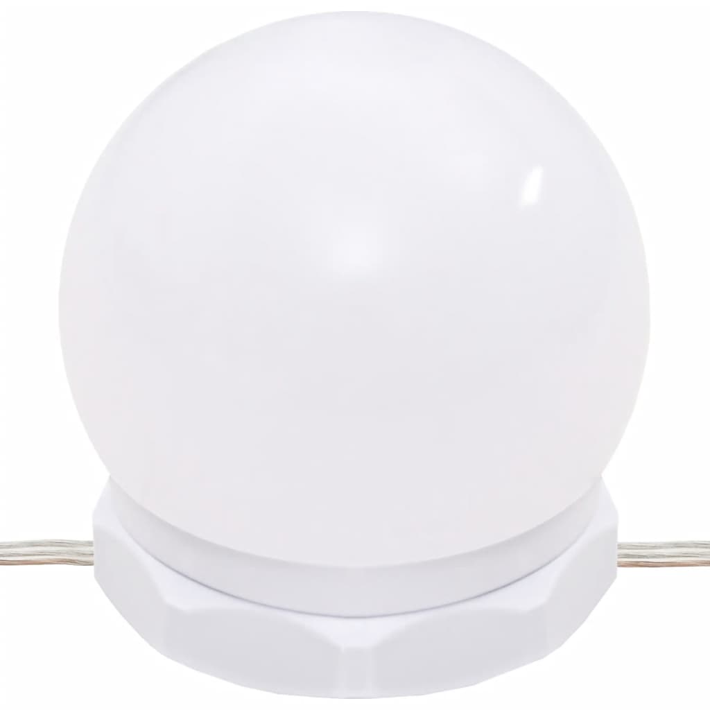 vidaXL Toaletna mizica z LED lučkami visok sijaj bela 60x40x140 cm