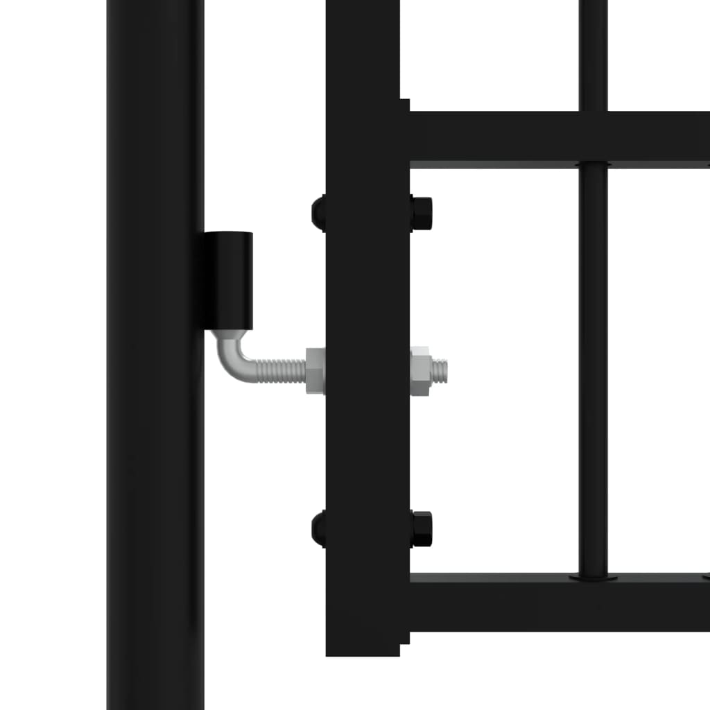 vidaXL Vrata za ograjo s suličastim vrhom črna 406x198 cm prašno jeklo