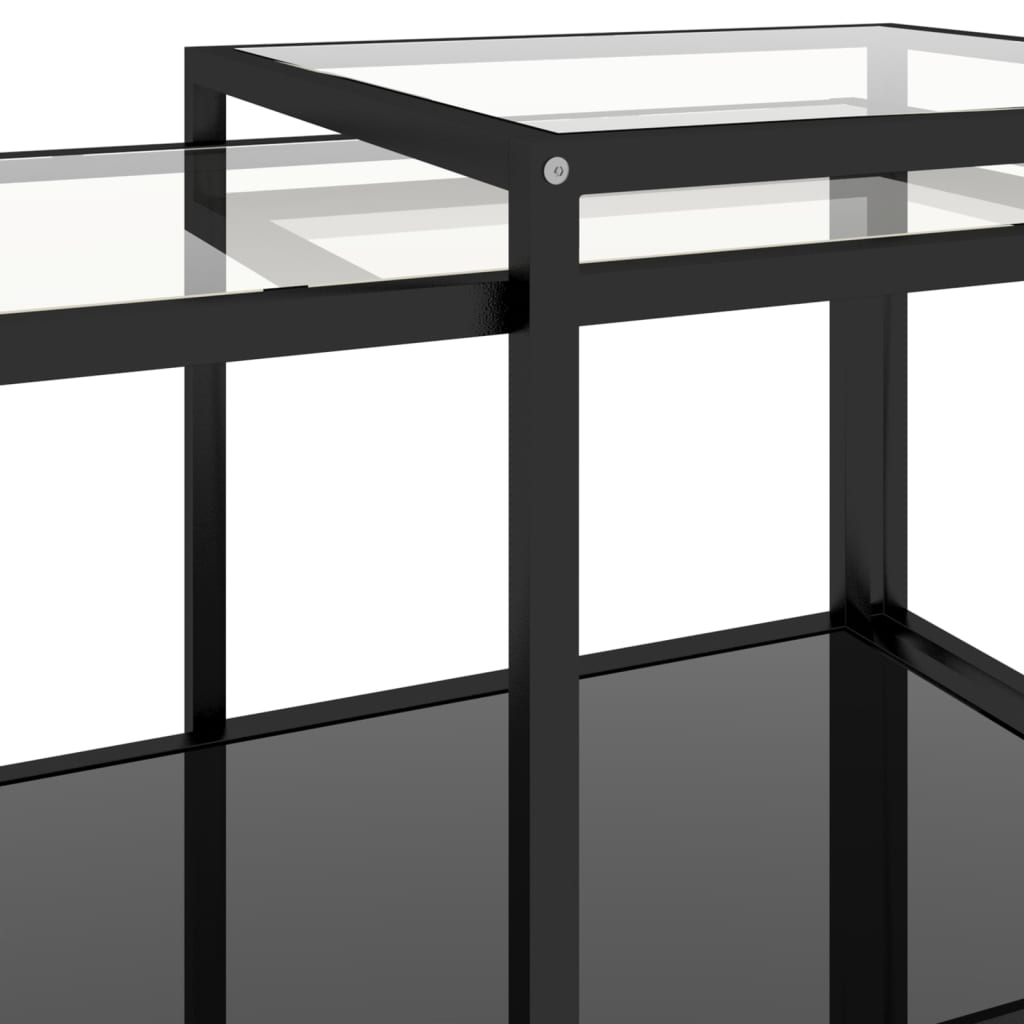 vidaXL Čajna mizica 2 kosa kaljeno steklo črna