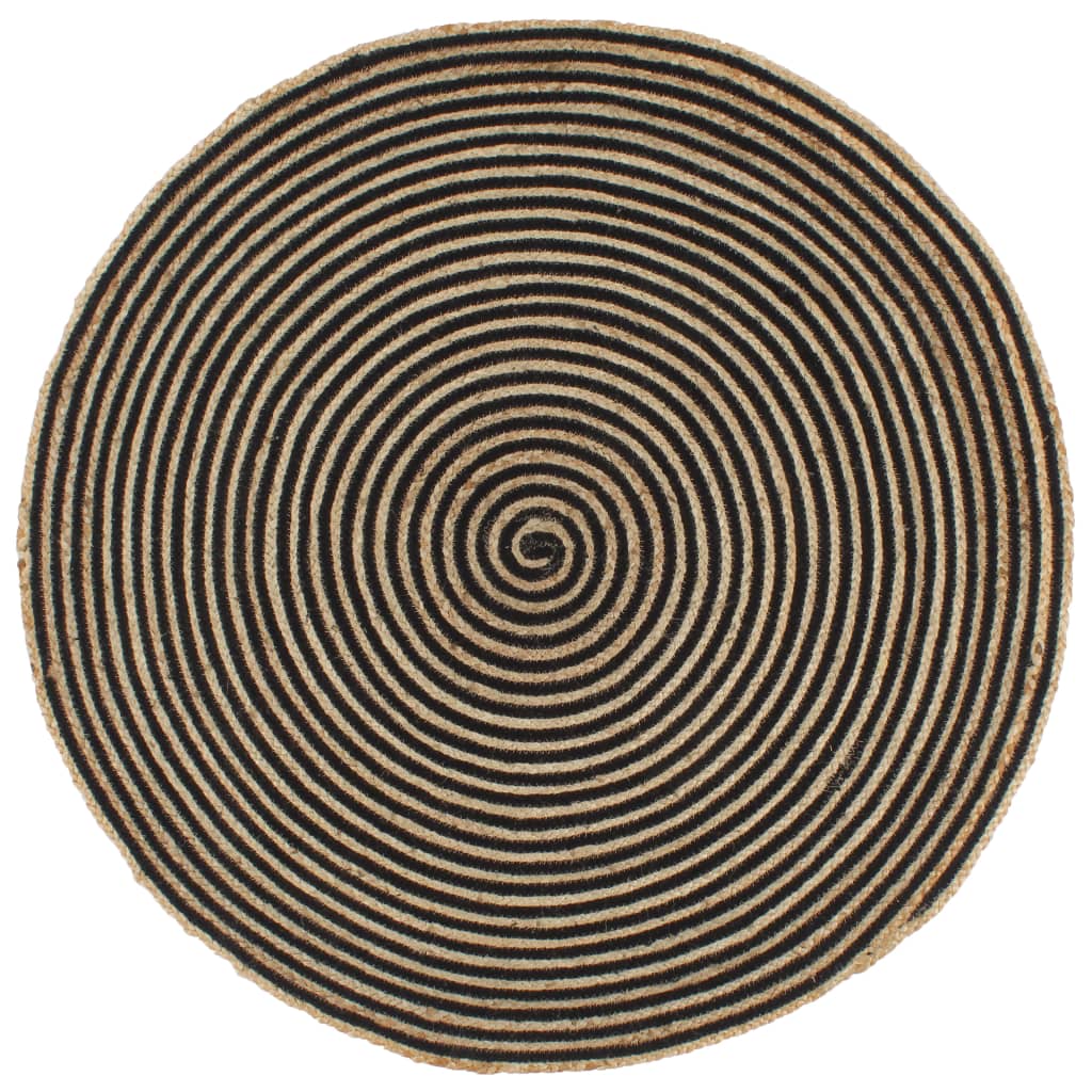 vidaXL Preproga iz jute črn spiralni dizajn ročno izdelana 90 cm