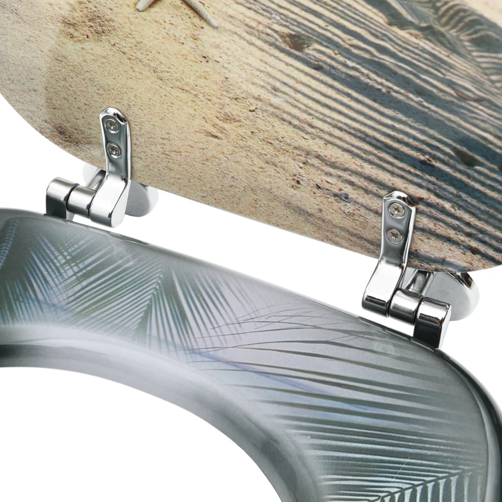 vidaXL Deska za WC školjko s pokrovom 2 kosa mediapan dizajn plaže
