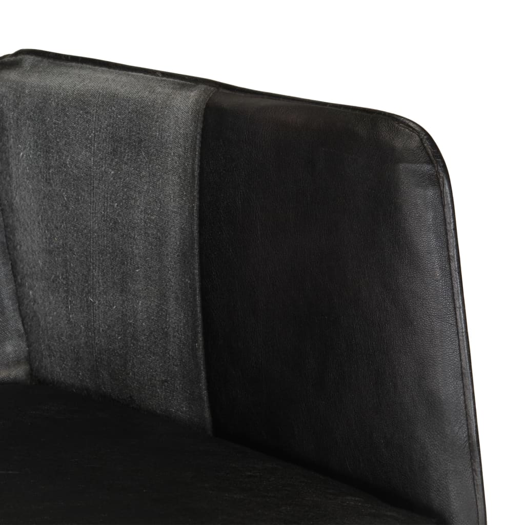vidaXL Gugalni stol črno pravo usnje in platno
