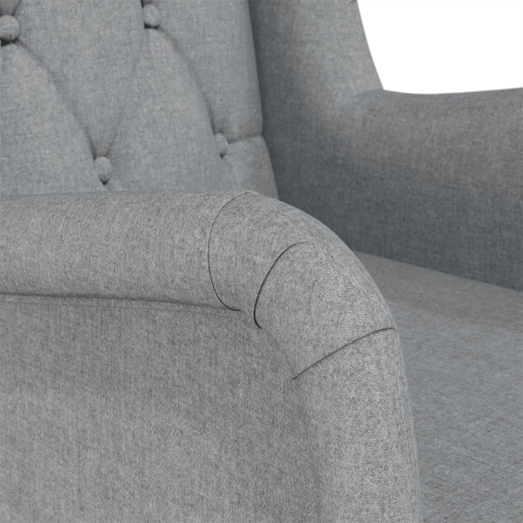 vidaXL Naslanjač z gugalnimi nogami iz kavčukovca svetlo sivo blago