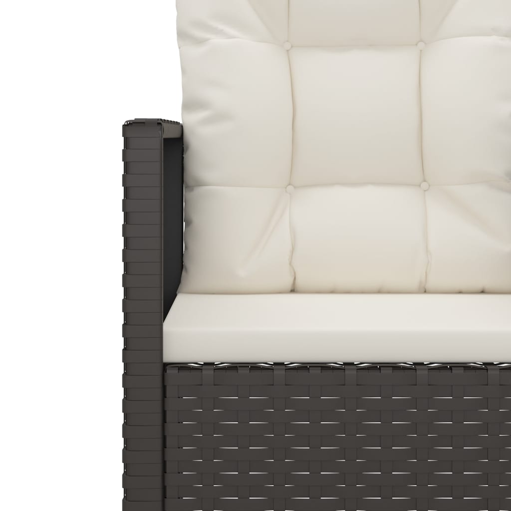 vidaXL Vrtni fotelj z blazinami črn poli ratan