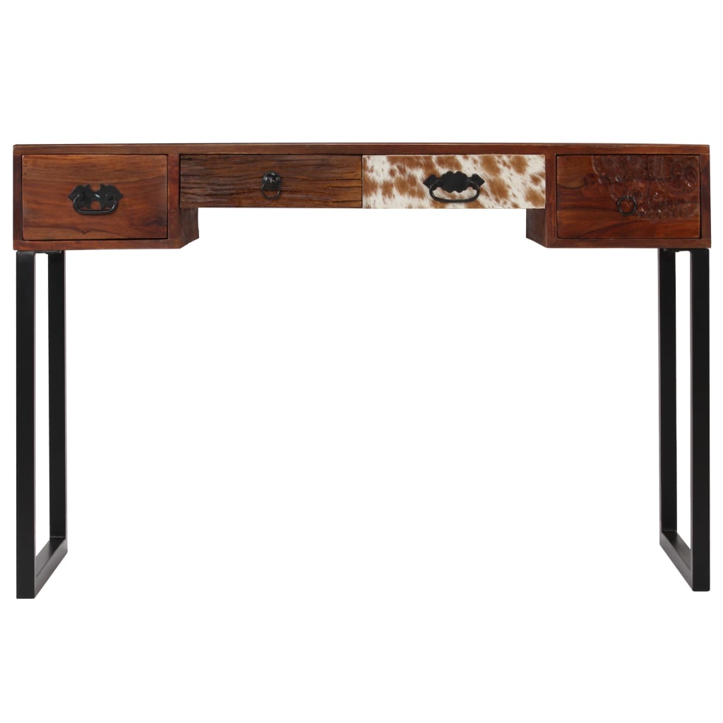 vidaXL Pisalna miza iz palisandra in pravega usnja 117x50x76 cm