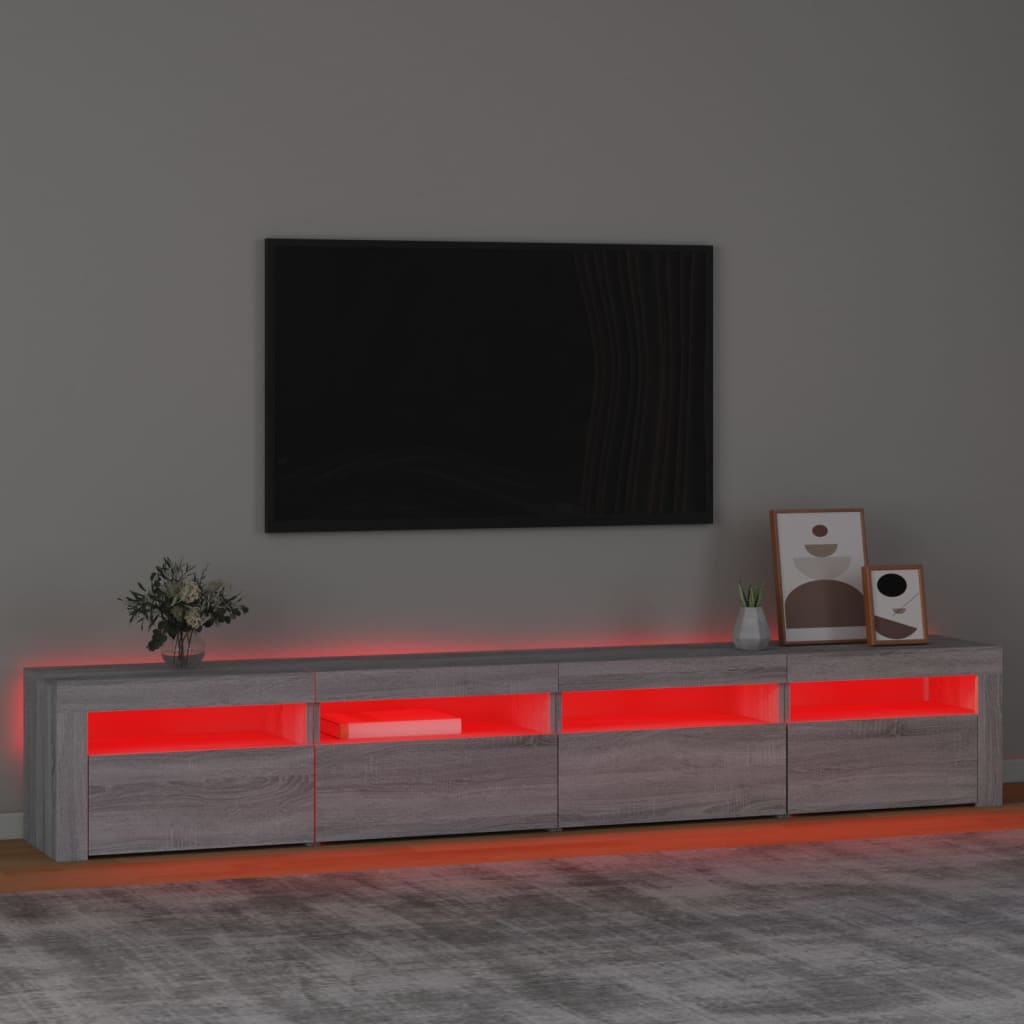 vidaXL TV omarica z LED lučkami siva sonoma 240x35x40 cm