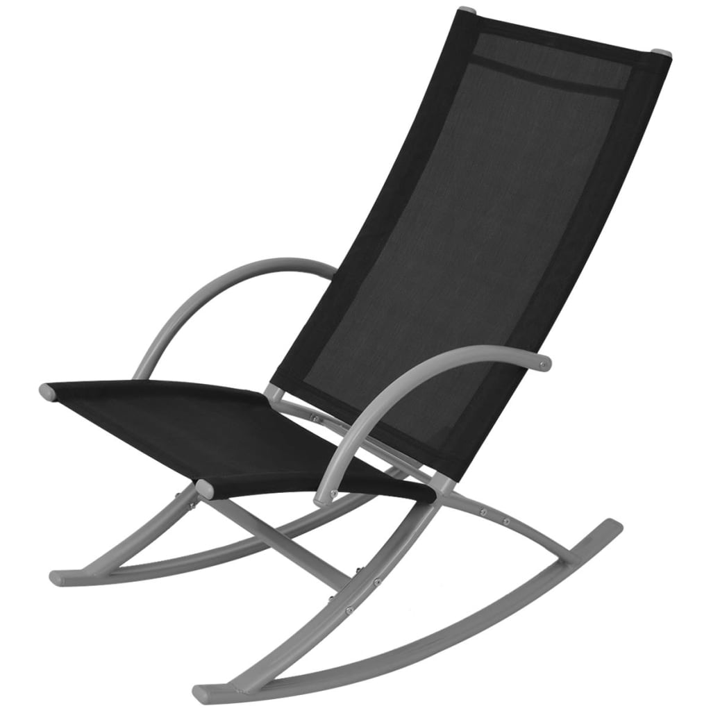 vidaXL Vrtni gugalni stoli 2 kosa jeklo in tekstil črne barve