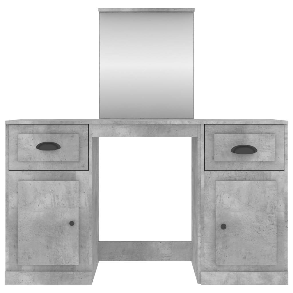 vidaXL Toaletna mizica z ogledalom betonsko siva 130x50x132,5 cm