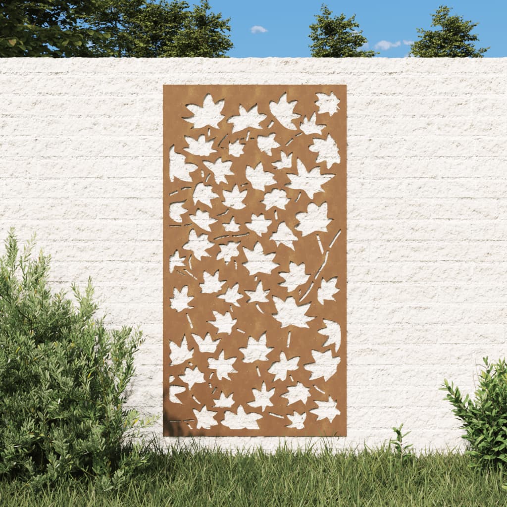 vidaXL Vrtna stenska dekoracija 105x55 cm corten jeklo javorjevi listi