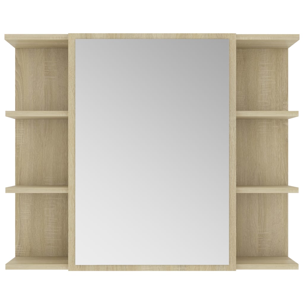 vidaXL Kopalniška omarica z ogledalom sonoma hrast 80x20,5x64 cm