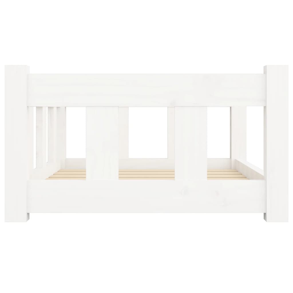 vidaXL Pasja postelja bel 65,5x50,5x28 cm trdna borovina