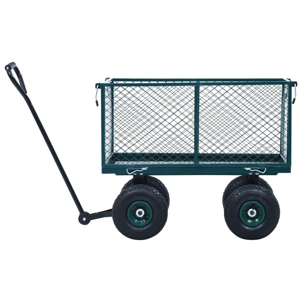 vidaXL Vrtni ročni voziček zelen 350 kg